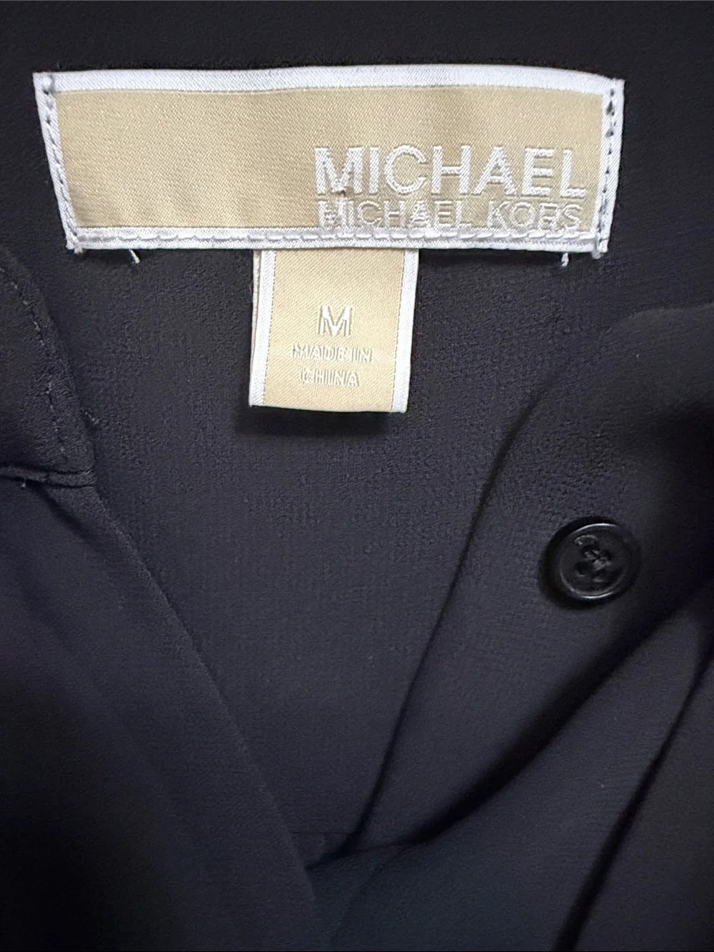 Michael Kors Black Sleeveless Tie-Neck button down Midi Dress with Gold Grommets